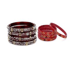 SOMIL Set of 8 Maroon Alloy Bangles-image-13