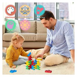 Enorme Balancing and Stacking 16 Pieces Plastic Human Shape Puzzle Blocks Toy For Kids Multicolour - 16 Pieces image 4