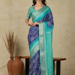 all about you Women Printed Daily Wear Saree with Matching Blouse-picture-5