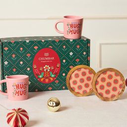 Chumbak Pink 4 Pieces Text Printed Glossy Holiday In A Mug With Coasters- 380 ml-52