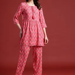 Anouk Ethnic Motifs Printed Pleated Kurta with Trousers image 4
