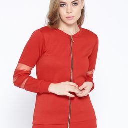 Belle Fille Women Red Solid Sweatshirt-image-91