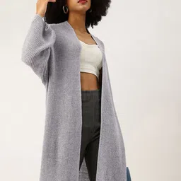 bebe Women Acrylic Knitted Front-Open Longline Sweater-6