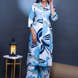 The Kalakriti House Women Ethnic Motifs Printed Regular Liva Kurta with Palazzos-39