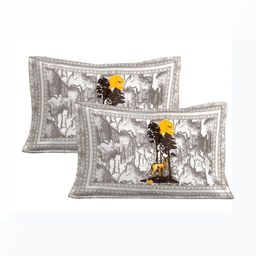 THE HOBBY BOUNTY White & Brown Floral Cotton 210 TC King Bedsheet Set-2.28mx2.74m-90