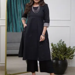 KOTRONS Women Solid Kurta with Palazzo-picture-39