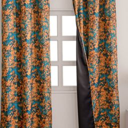 HOMEMONDE Teal & Orange Set of 2 Black Out Door Curtain-37