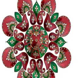 Kala Samarpan Red & Green Meenakari Rangoli Centerpiece-image-40