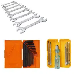 Hillgrove 9 Pcs Full Hex Allen Key Set with 8 Pcs Double Open End Wrench set HGCM334M1-8