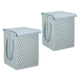 Kuber Industries 2-Pcs Grey Triangular Printed Foldable LaundryBag75L-23