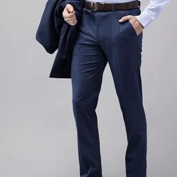 Van Heusen Men Checked Slim Fit Formal Trousers-image-31