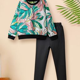 Tiara Girls Printed Pure Cotton Sweatshirt With Legging-image-56