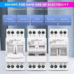 amiciSmart Manual Transfer Switch 63 Amp Single Phase Dual Power Control, 1x2P-MTS image 2