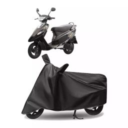 Auto Pearl Polyester Two Wheeler Cover for TVS Pep Plus (Grey)-image-98