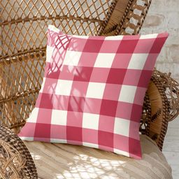 CASABLEU Red & White 2 Pieces Checked Square Cushion Covers-picture-9