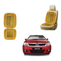 Auto Pearl Polyester, Cotton Front Vehicle Seating Pad Beige for Mahindra Verito-24