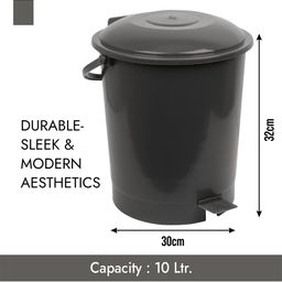Kuber Industries Grey & Brown 3 Pieces Swinging Lid Wet & Dry Dustbin image 2