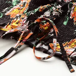 HERE&NOW Floral Print Flutter Sleeves Smocked Drawstring Top image 2