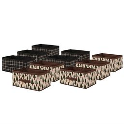 Kuber Industries Beige & Black 10 Pieces Printed Multi-Utility Organisers-42
