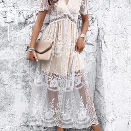 bebe Flutter Sleeve Maxi Dress-picture-14
