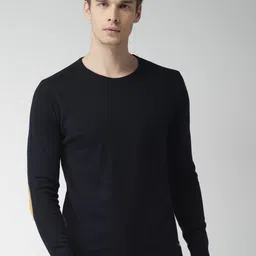 Mast & Harbour Men Navy Blue Solid Sweater-picture-5