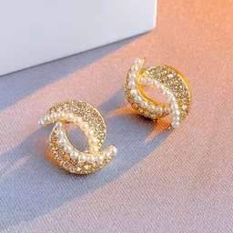VAGHBHATT Gold-Plated Pearls Beaded & Crystal Studded Contemporary Studs-13
