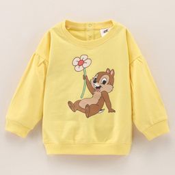 Babyhug Full Sleeves Knit Sweatshirt With 'Chip And Dale' Graphics & Balloon Sleeves - Yellow-image-81