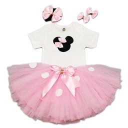 TINY MINY MEE Short Sleeves Premium Mouse Bodysuit And Skirt & Headband Set-Pink-image-4