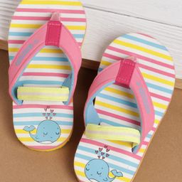 Cute Walk by Babyhug Flip Flops with Back Strap Whale Print - Pink-image-47