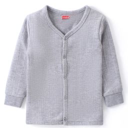 Babyhug Full Sleeves Solid Colour Front Open Thermal Vest - Light Grey-image-66