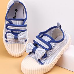 Cute Walk by Babyhug Velcro Closure Causal Shoes with Bow Applique - Blue-image-49