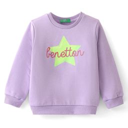 UCB Knit Full Sleeves Heart & Glittery Text Printed Sweatshirt - Purple-image-73