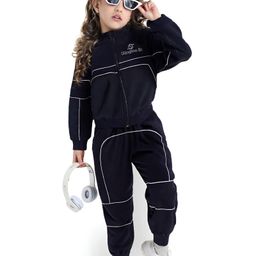 Ollington St. Knit Full Sleeves Jacket & Jogger with Piping Details - Black-image-24