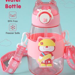 Bear Print Leak Proof Sipper Bottle Pink - 600 ml-image-29