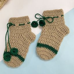 Little Peas Handmade StripedSocks - Dark Beige & Dark Green-image-35