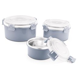Classic Essentials Stainless Steel Microwave Safe Leak & Spill Proof Food Storage, Grey 3 Containers Lunch Box (2000 ml)-picture-16