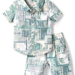 Babyhug Cotton Woven Half Sleeves Printed Shirt & Shorts Co-Ord Set - Multicolor-image-7