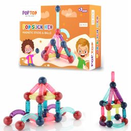 Poptop Magnetic Sticks neo & Balls Building Set |STEAM Learning Toy for Creative Construction (26 pcs) - Educational Toys for Toddlers 3+ Years-18