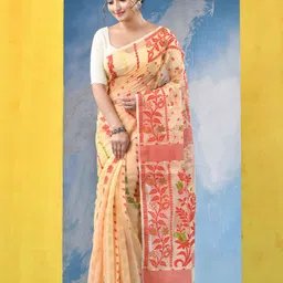 DESH BIDESH Ethnic Motifs Jamdani Saree-image-84