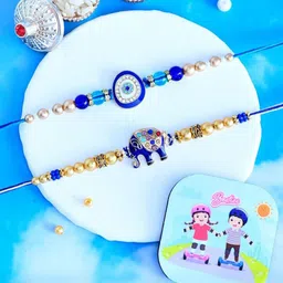 CraftVatika Set Of 2 Evil Eye Rakhis With Fridge Magnet-53