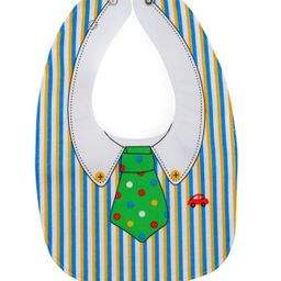 Yellow Bee Cotton Tie and Button Print Reversible Bib with Double Closure for Boys - Green White image 2