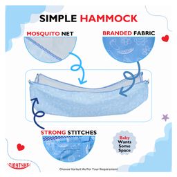 tiny tyke TinyTyke- Automatic Baby Cradle Round Pipe- Fully Foldable | With Warranty | Simple Hammock | Blue image 2