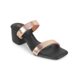 Tresmode Women Embellished Leather Square Toe Block Heel Sandals-72