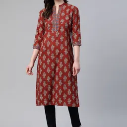 GULMEHAK Women Ethnic Motifs Printed Mandarin Collar Straight Kurta-picture-33