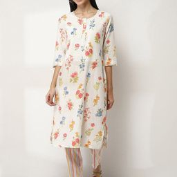 Rangriti Women Floral Printed Regular Kurta with Trousers-47