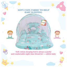 Kwitchy New Born Baby Bedding Set Combo Mattress with Net Sleeping Bag & Plastic Sheets - Aqua Green image 3