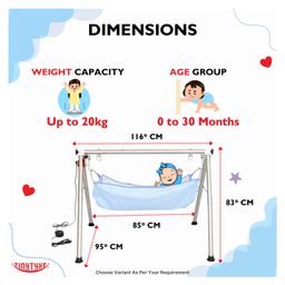 tiny tyke TinyTyke- Automatic Baby Cradle Round Pipe- Fully Foldable | With Warranty | Simple Hammock | Blue image 3