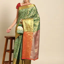 DIVASTRI Woven Design Zari Brocade Banarasi Saree-picture-16