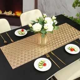KANUSHI INDUSTRIES Beige Geometric Textured Table Runner-15