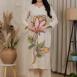 Nehamta Women Floral Printed Cotton Kurta with Palazzo-image-83